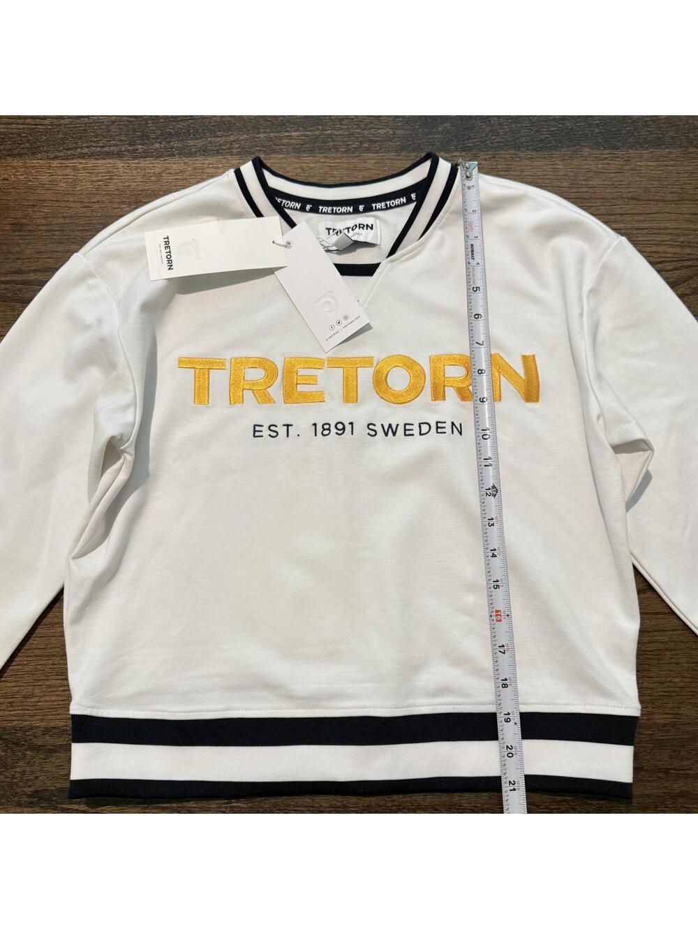 NWT Tretorn Anthropologie Logo Women's White Yellow & Blue Sweatshirt Medium - Picture 5 of 9